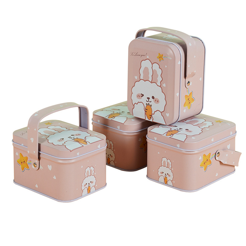 Picture of Factory radish rabbit candy can square iron can portable can packing box portable white rabbit simple tinplate wholesale
