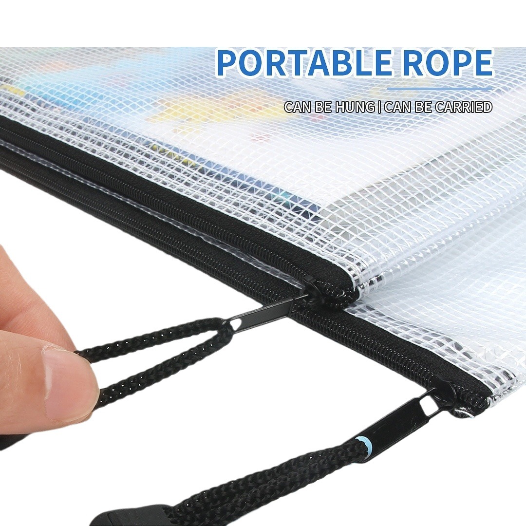 Cross-border Grid File Bag 140 Thick Multi-specification Zipper Bag Office Storage File Bag Student Classified Stationery Bag