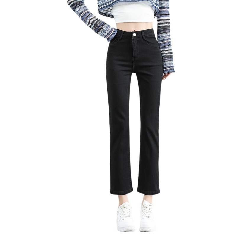 Vintage Dark Blue High Waist Straight Pipe Jeans Women's Spring 2024 New Slim-fit Cropped Pants for Small Men