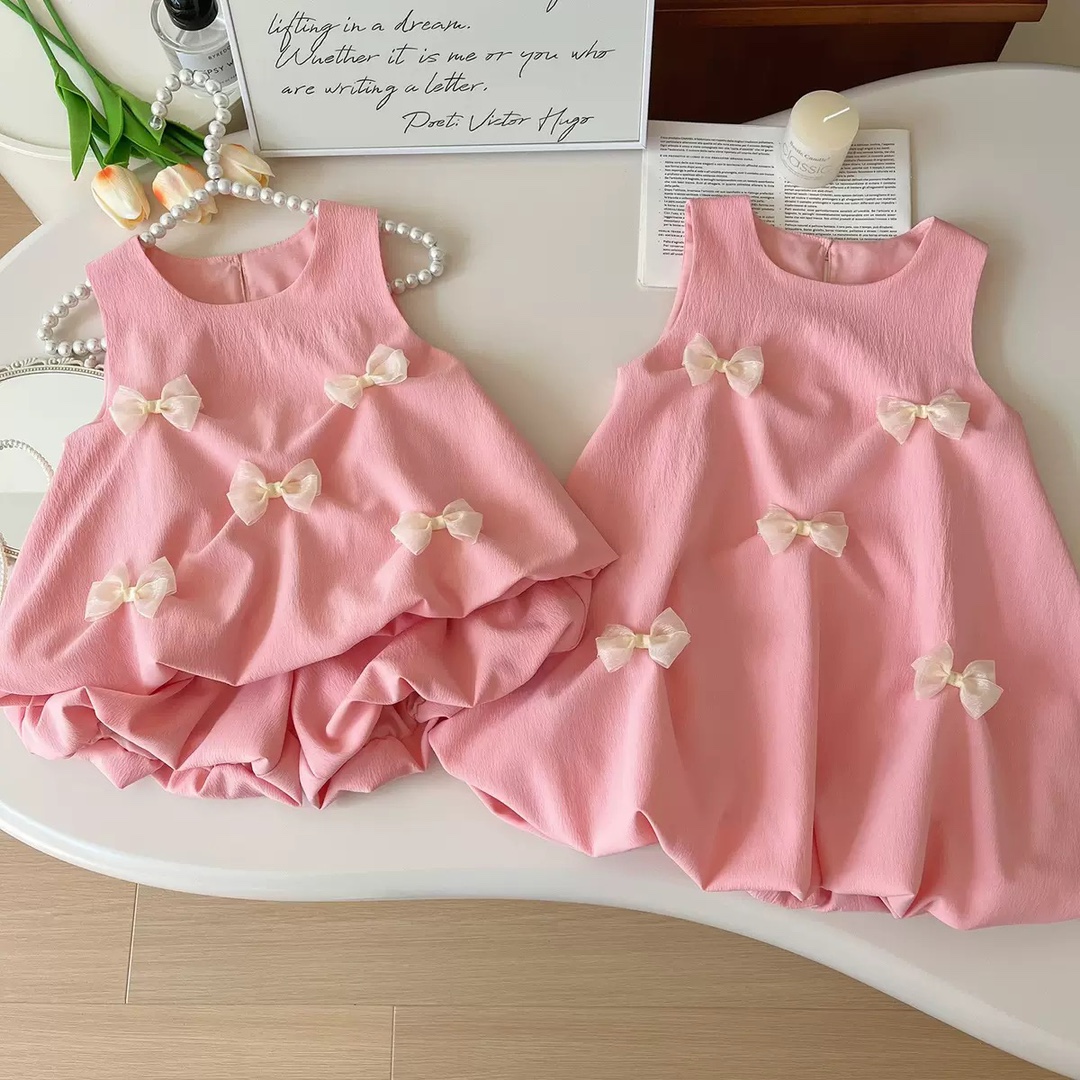 Girls Baby Fashionable Vest Flower Bud Pants Two-Piece Suit Summer 2025 New Kidsren's Korean Summer Dress