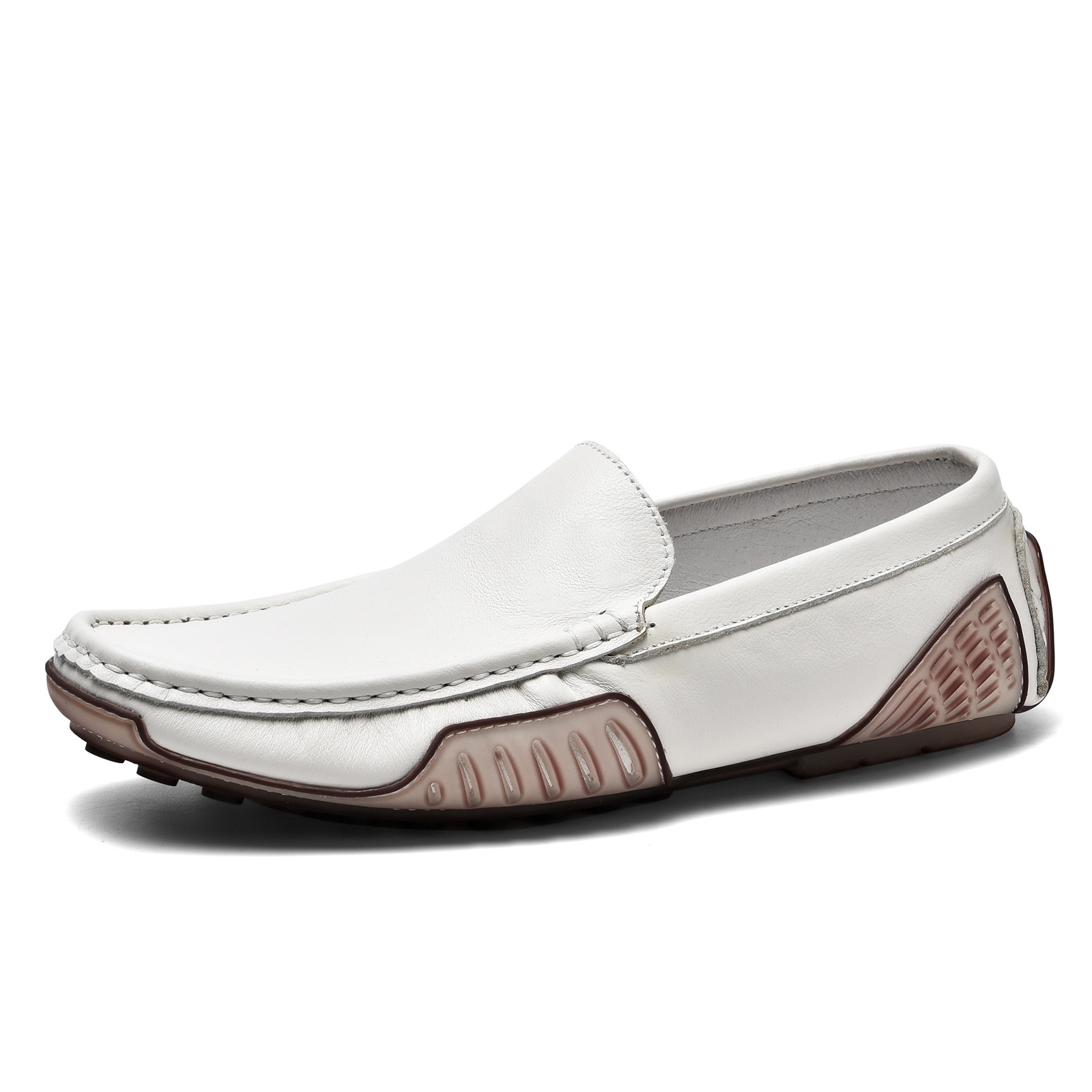 Picture of Cross-Border Large Size Men's Shoes Genuine Leather Beanie Shoes Summer Trend Breathable Casual Leather Shoes Korean Style Slip-On Driving Trendy Shoes