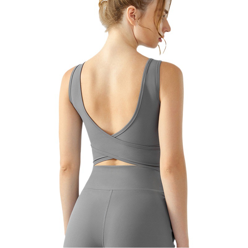 Yoga clothes vest with chest pad one-piece New sports vest outer wear sleeveless women's hot girl all-match fitness underwear
