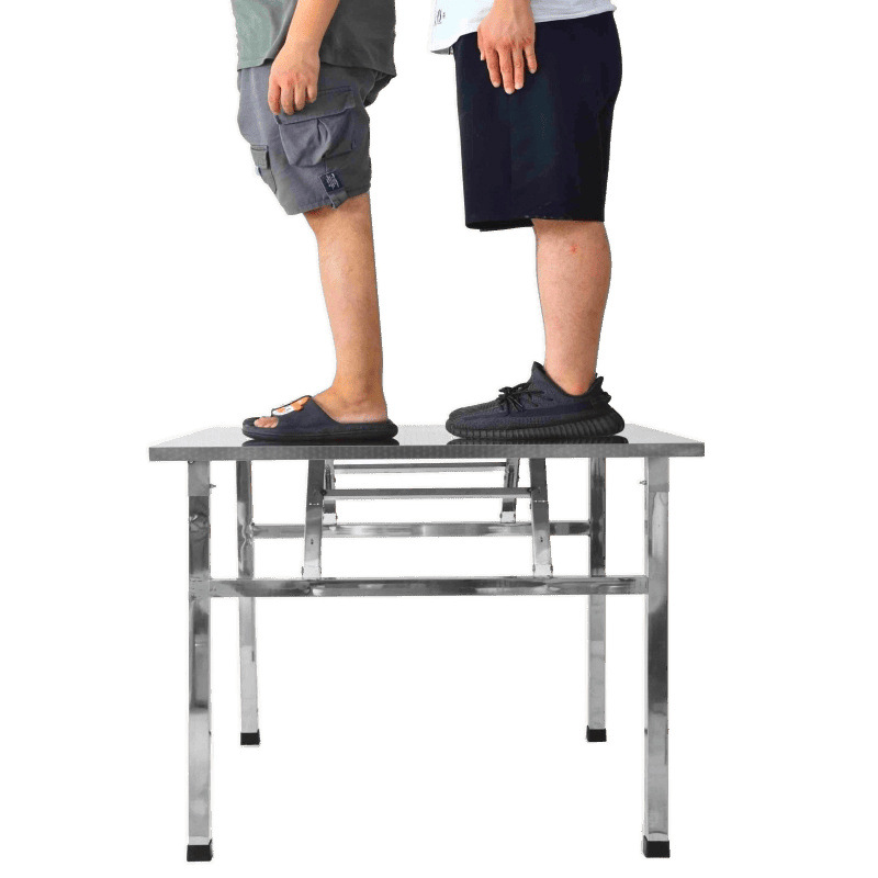Picture of Square dining table thickened portable floor stall barbecue writing desk workbench as stainless steel folding table