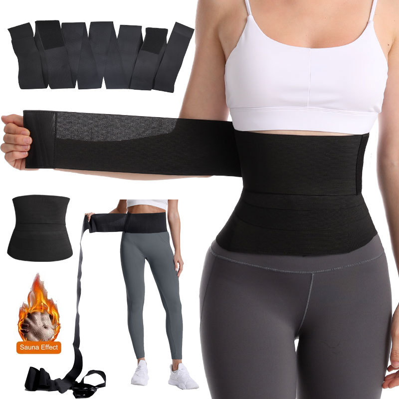 Picture of New cross-border adjustable wraparound trimmer body belly belt waist trainer long restraint belt belt