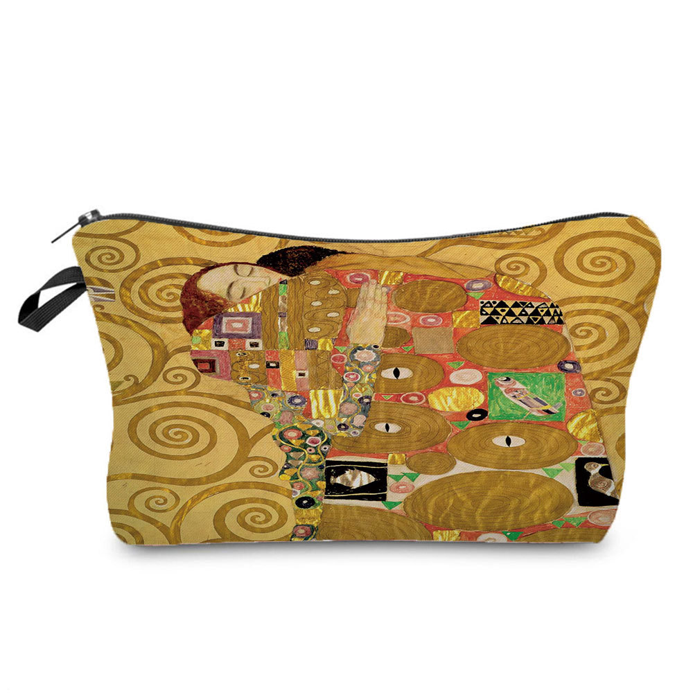 Picture of Personalized fashion cosmetics storage bag new goods wholesale golden oil painting printing cosmetic bag large capacity wash women's bag