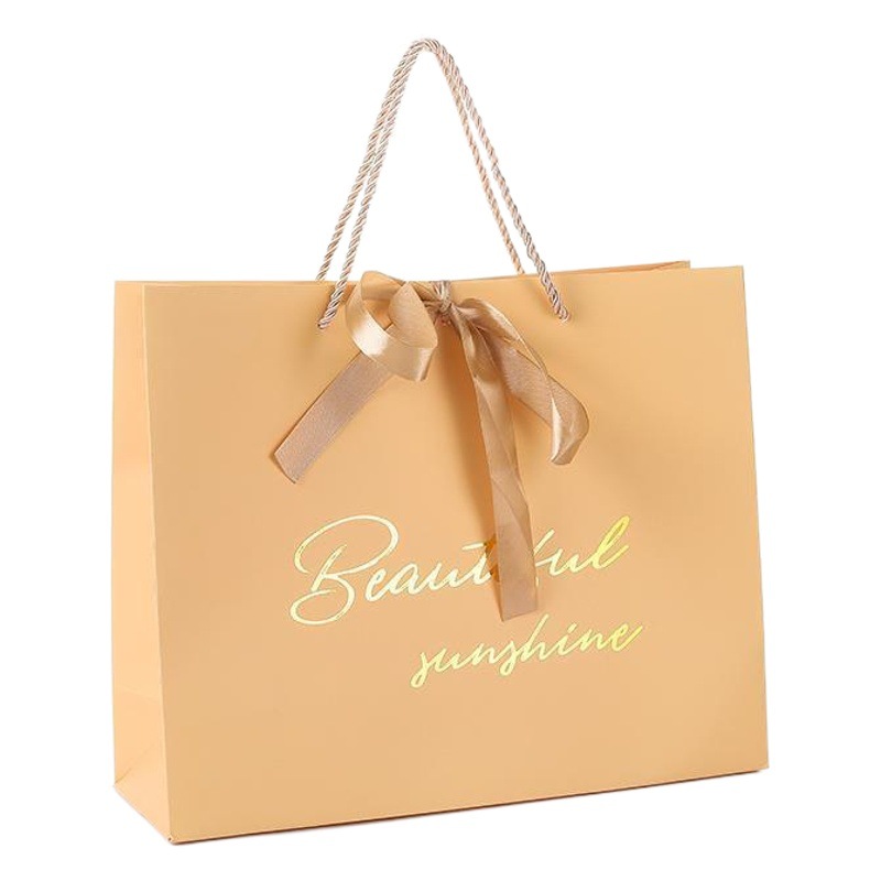 Chinese Valentine's Day Gift Bag Black and White Pink Orange Green Hot Stamping Bow Packaging Paper Bag Custom Handbag Wholesale