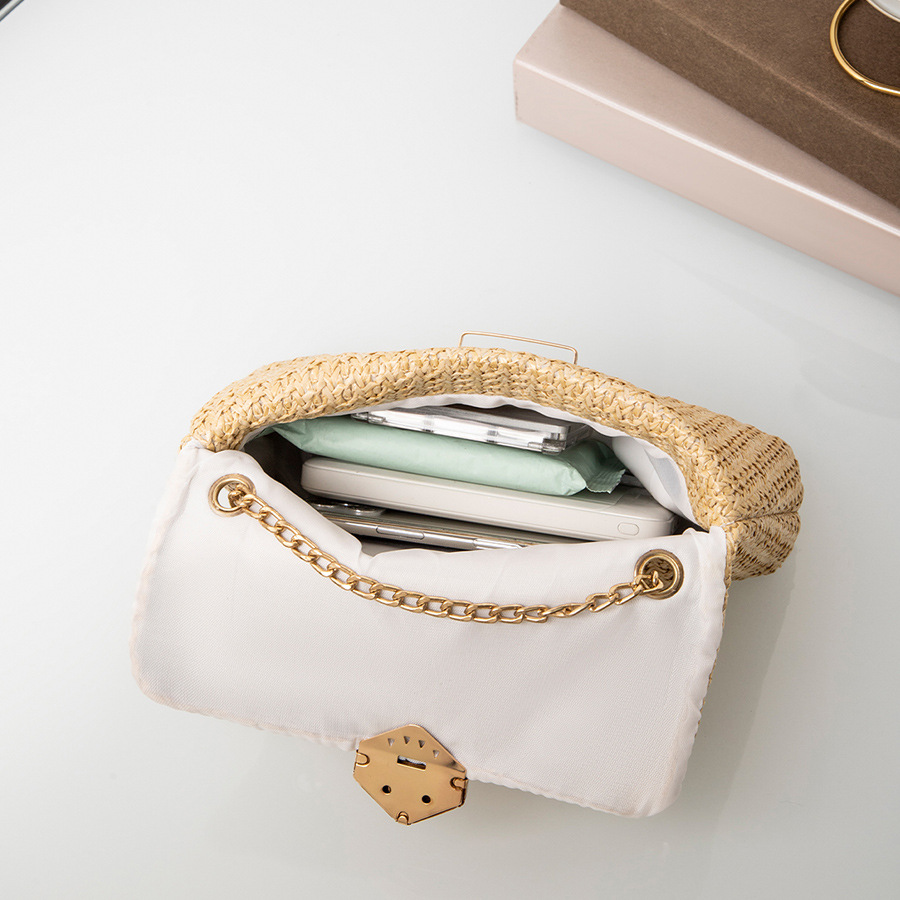 Picture of 2024 Summer New Fashion Women's Crossbody Bag Straw Women's Bag Diamond Lock Simple Chain Bag