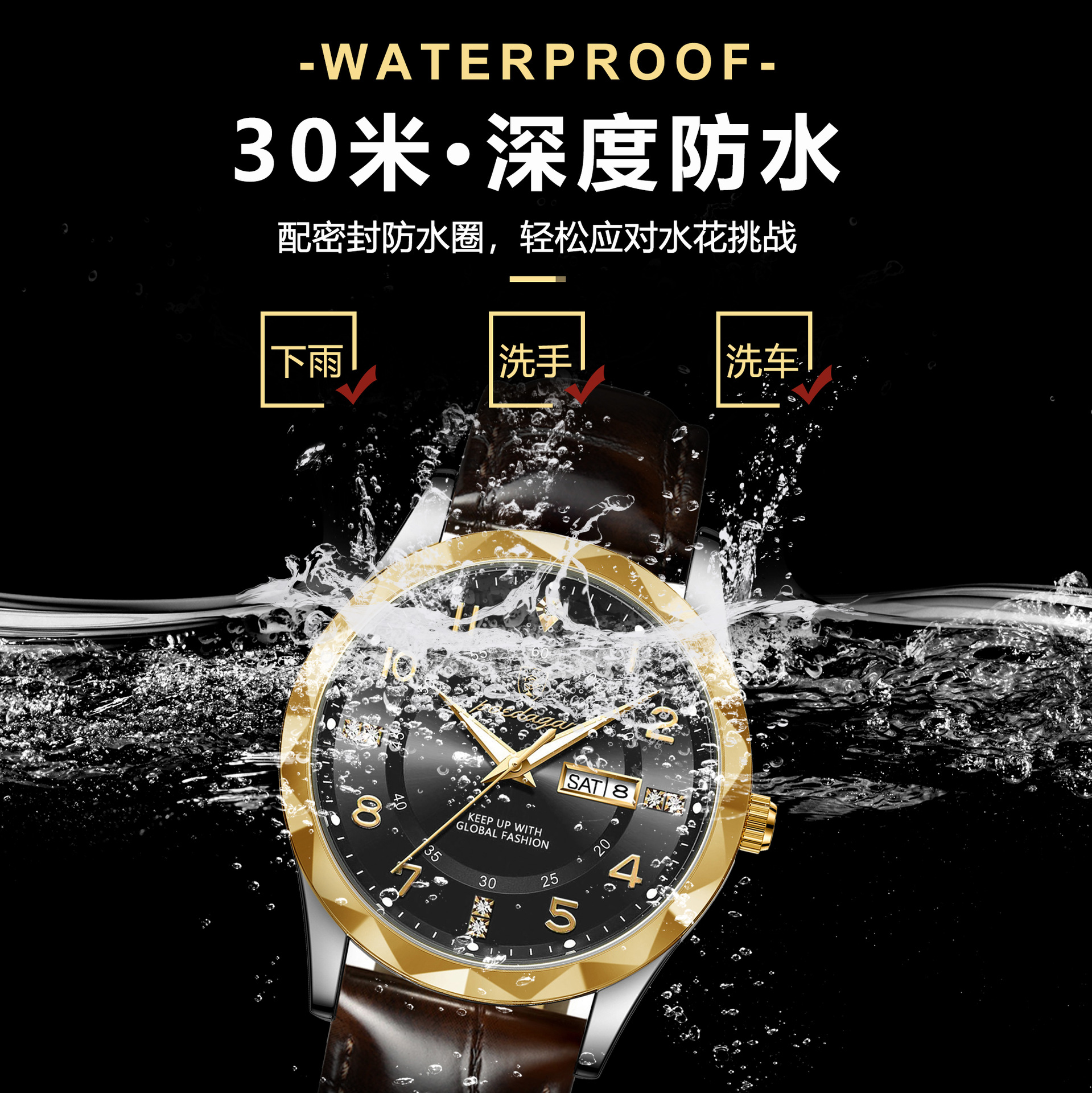 Picture of Swiss brand new belt men's watch waterproof luminous quartz watch live foreign trade explosions a generation of hair