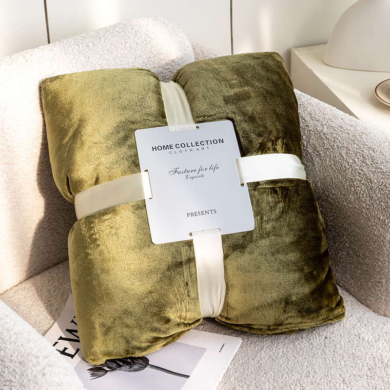Picture of High Weight! Cross-Border Solid Color Flannel Coral Fleece Blanket, Plain Sofa Throw Blanket, Air Conditioning Nap Blanket
