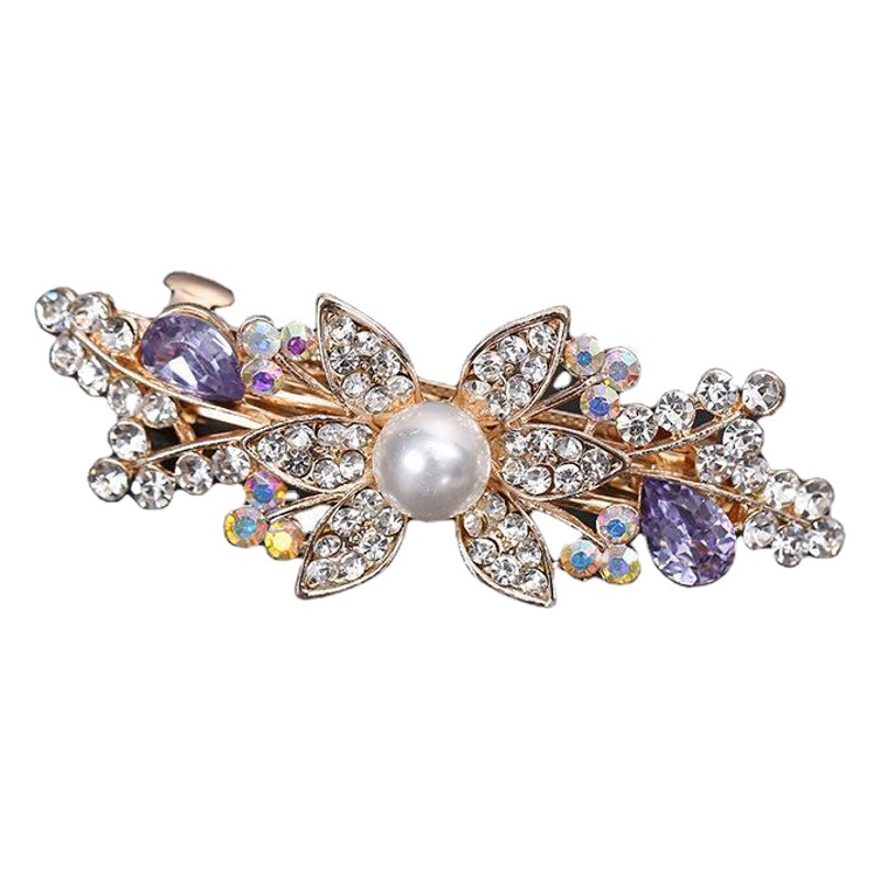 Rhinestone Pearl Hair Clip Women's Crystal Bow Hair Accessory Spring Clip Street Stall Hair Clip Wholesale Alloy Hair Clip Top Clip