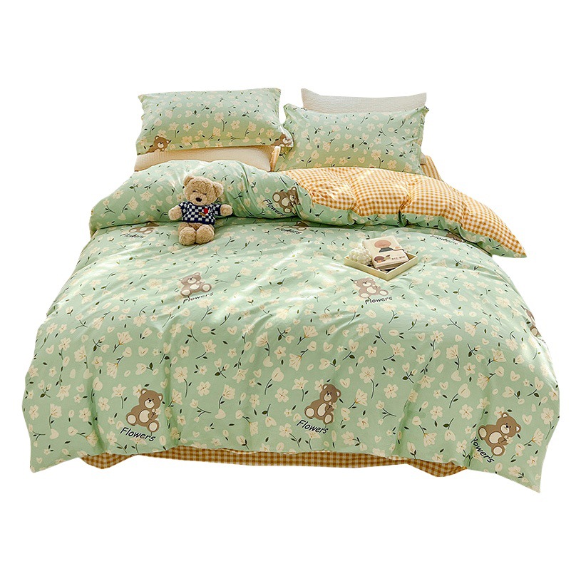 ins Style Cotton Thickened Four-piece Set 100 Cotton Bed Sheet Quilt Cover Household Double Student Dormitory Three-piece Set Wholesale