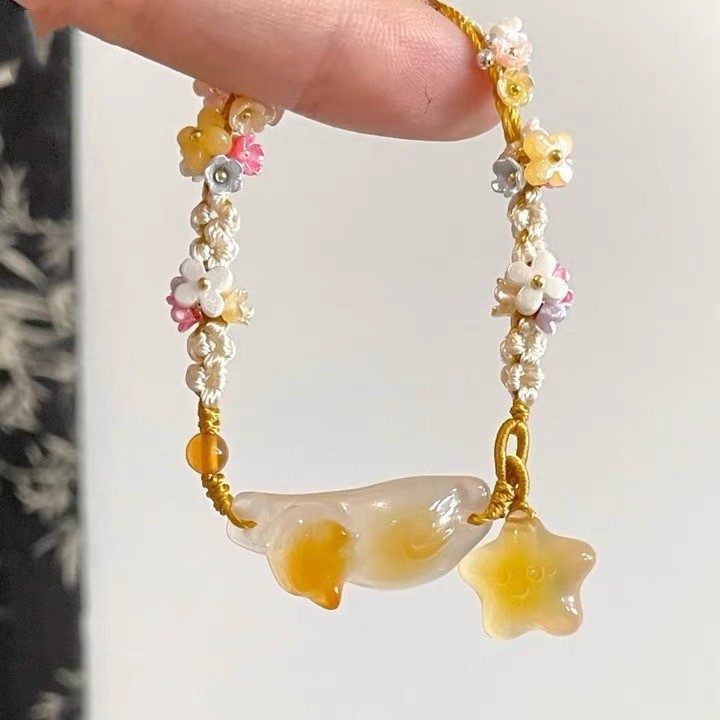 New Chinese Style [Autumn by Autumn · Osmanthus Cat on Osmanthus Tree] Star Woven Bracelet Light Luxury Niche Bracelet Accessories
