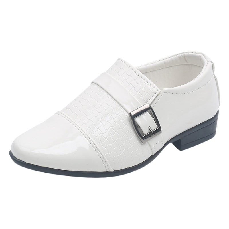 Children's Leather Shoes 2023 Spring and Autumn New Boys and Middle School Students Performance Leather Shoes Soft-soled Flower Children's Etiquette Boys Leather Shoes