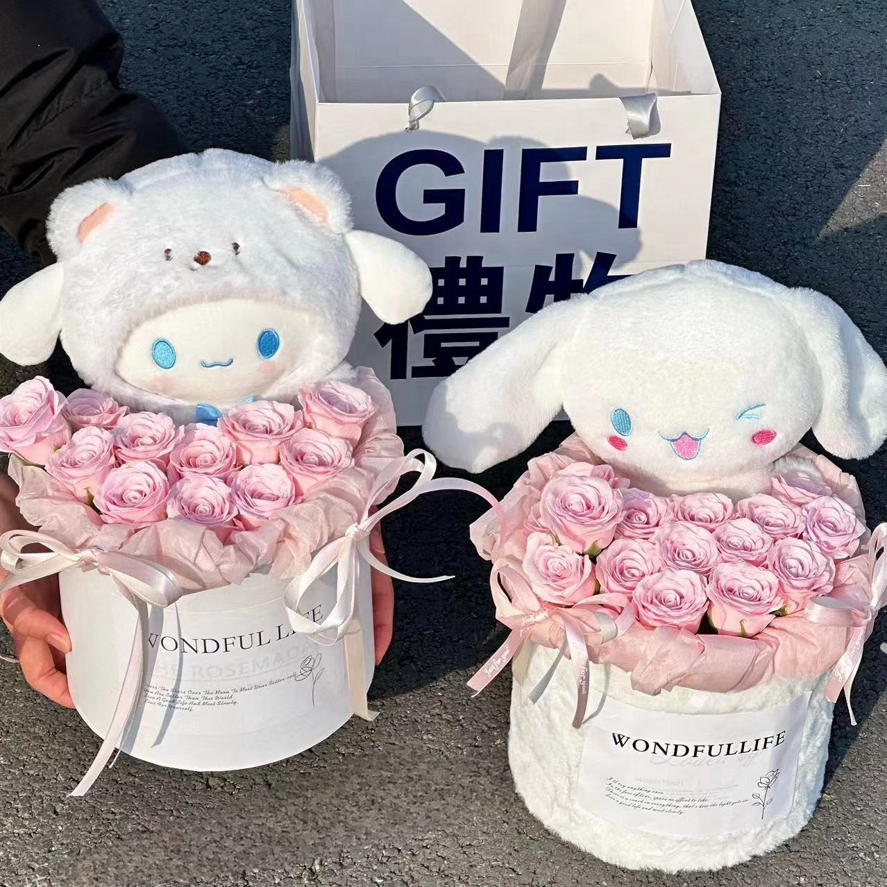 Hot Selling Jade Gui Dog Doll Bouquet Eternal Flower Birthday Gift Cartoon Couple to Send Friends to Graduation on Mother's Day