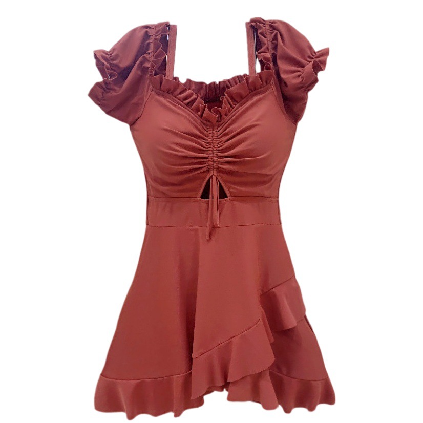 2025 New Hot Spring Swimsuit Women's One-Piece Skirt Boxer Slim Ins Style Fairy Style Korean Style Female Student Swimsuit