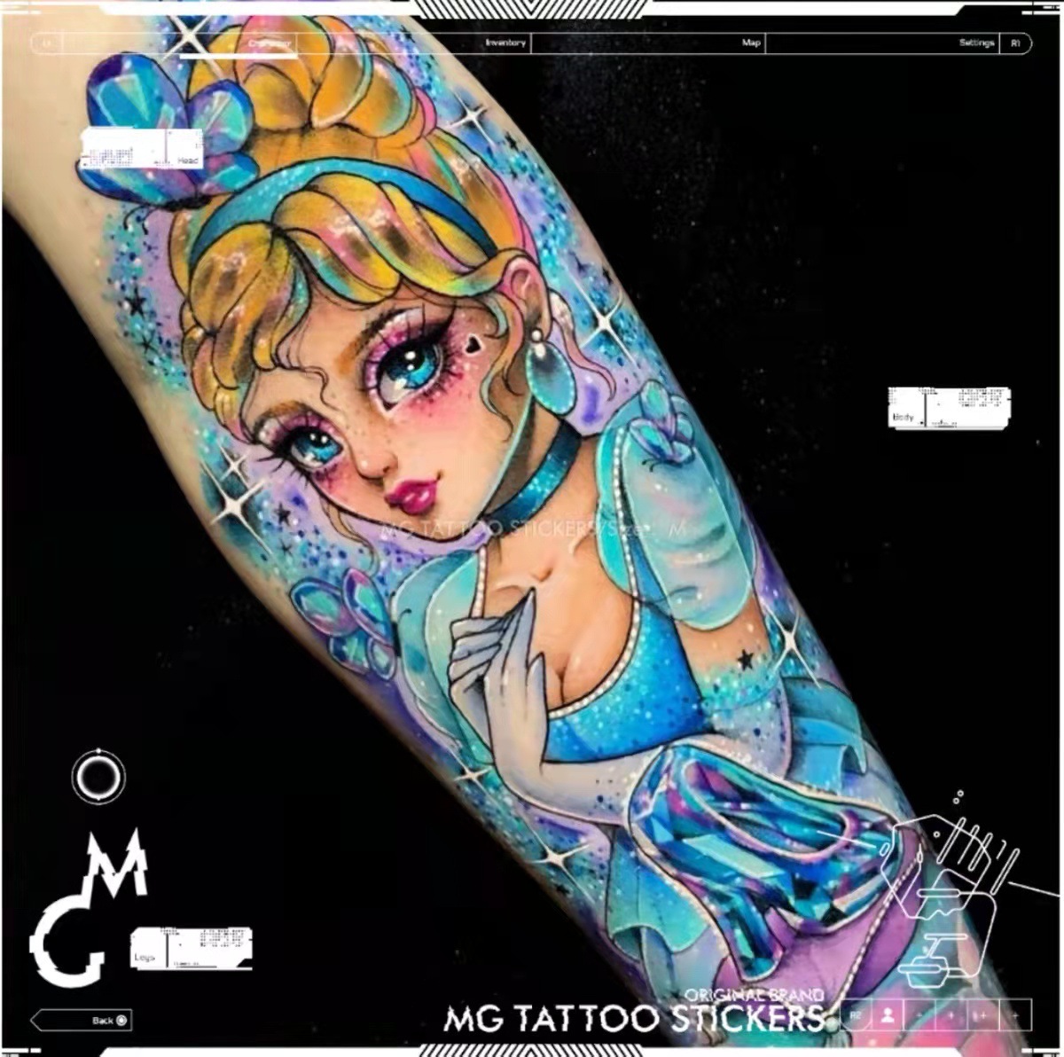 Picture of Diablo Tattoo Sticker Women's Waterproof Lasting European and American Violence Lori ins Cute Cartoon Flower Arm Non-Reflective Anti-Han