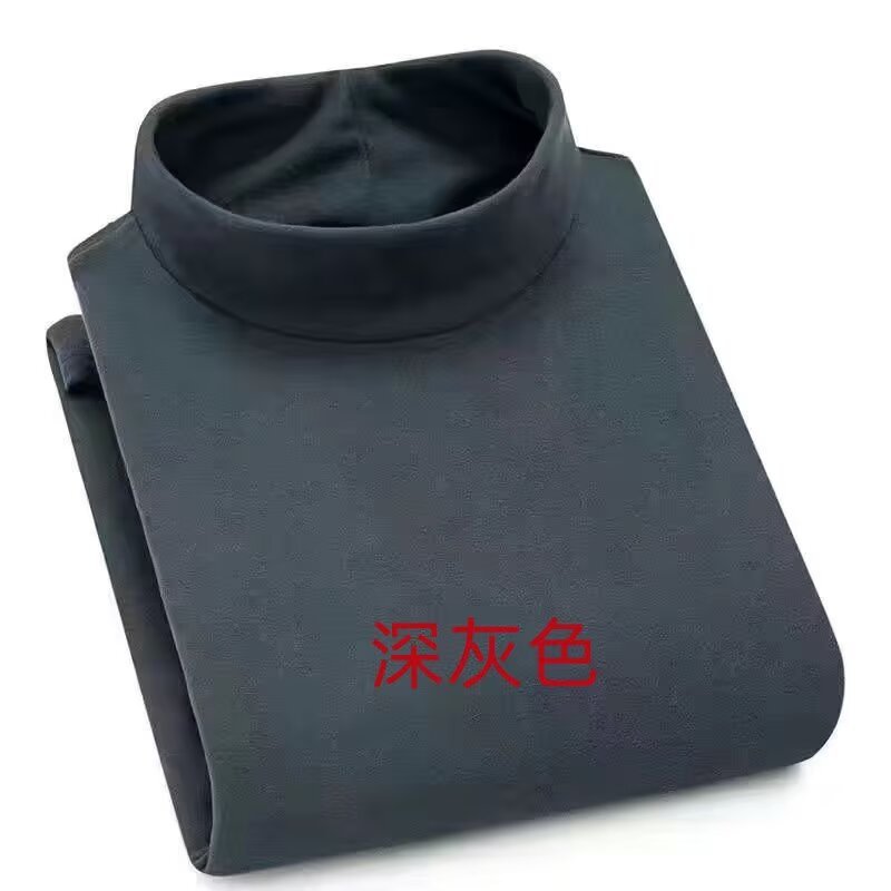 Picture of Fleece Base Shirt Half-high Collar Long-sleeved T-shirt for Autumn and Winter Men's Solid Color fleece-lined Warm Inner Double-sided Fleece Mid-collar Autumn Clothes