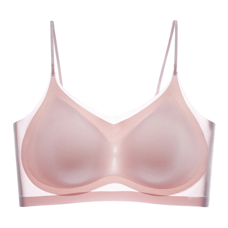 Picture of 2023 Summer Ultra-thin Ice Silk Seamless Underwear Women's Thin Breathable Large Chest Small Sling Sleeping Bra