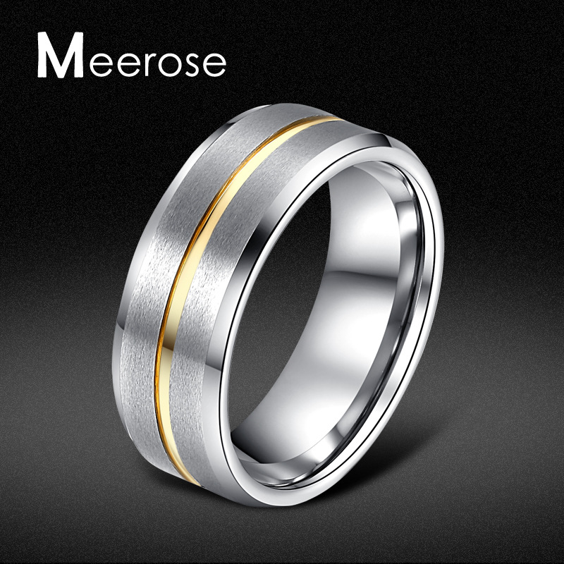 Ring Men's Ring Tungsten Gold Plated 18K Gold Simple Fashion Single Index Finger Middle Finger Korean Aggressive Frosted Ring