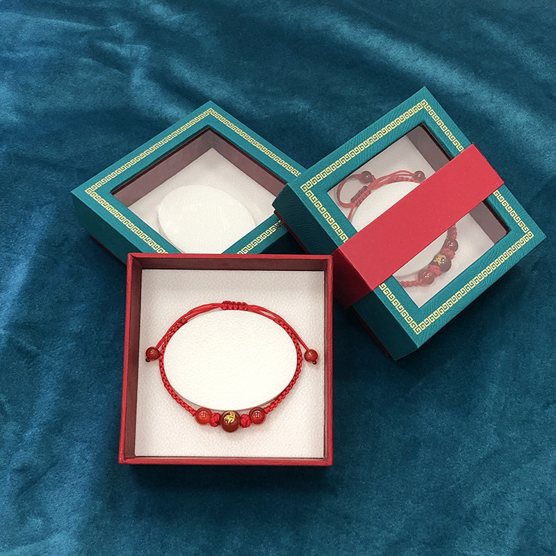 National tide braided rope bracelet bracelet box national style printed jewelry box gold jewelry heaven and earth cover gift box wholesale