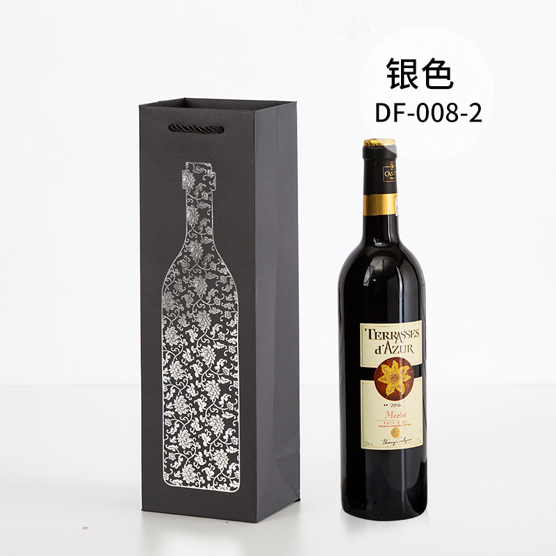 Picture of Red Wine Portable Paper Bag in Stock Hot Stamping Practical Red Wine Gift Packaging Bag Wine Portable Paper Bag Wholesale