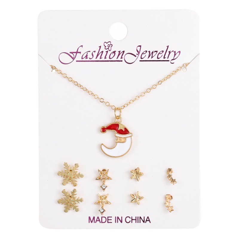 2020 new crystal Christmas clavicle chain alloy necklace women's short niche design temperament necklace earrings suit