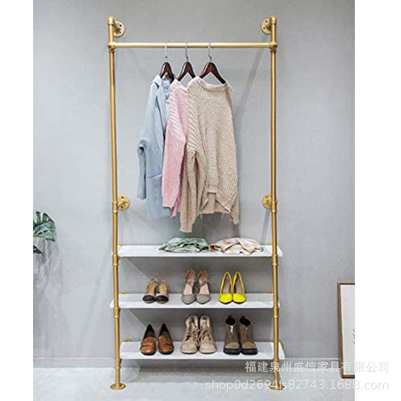 Picture of Cross-border Retro Industrial Style Clothing Water Pipe Rack Iron Clothes Hanger Old Shelf Clothing Store Wall Display Rack