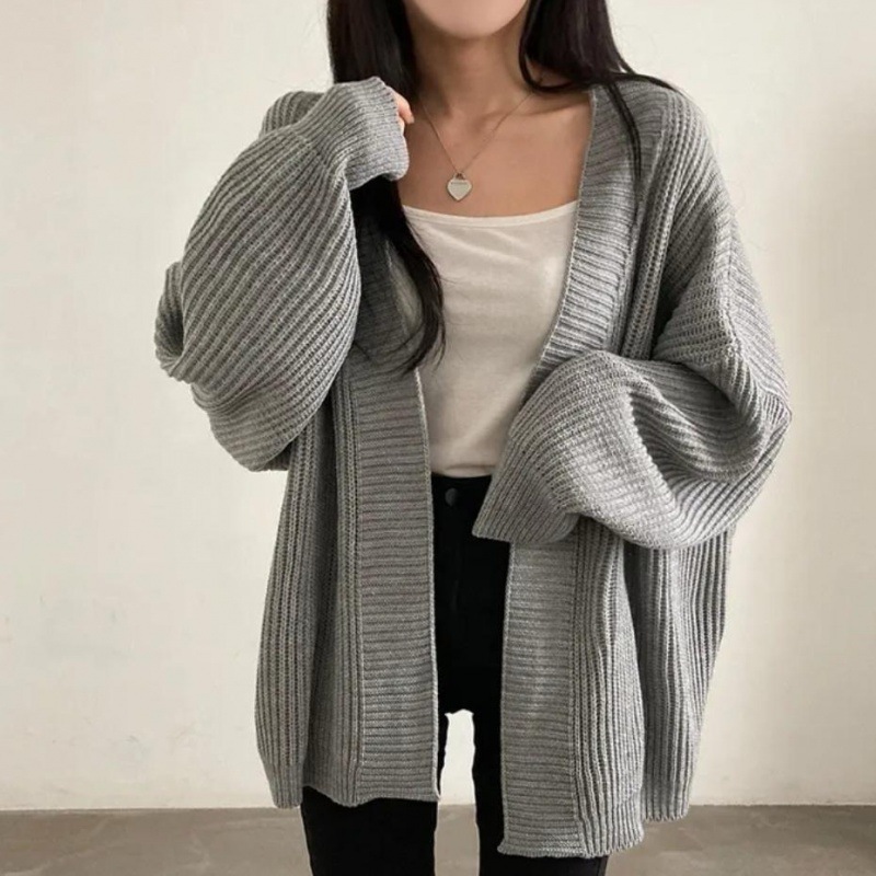South Korea chic2024 Autumn and Winter New Loose Casual All-match Mid-length Sweater Cardigan Women's Warm Jacket