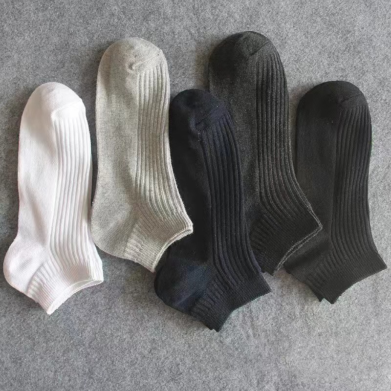 Picture of Socks Men's Summer Solid Color Black and White Grey Boat Socks Unisex Low Mouth Breathable Short Socks Low Top Socks
