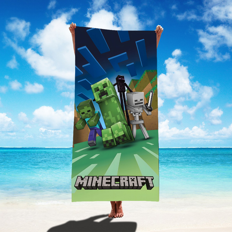 Game Surrounding Customize My World Microfiber Beach Towel Bath Towel Sand-proof Beach Mat Fortress Night
