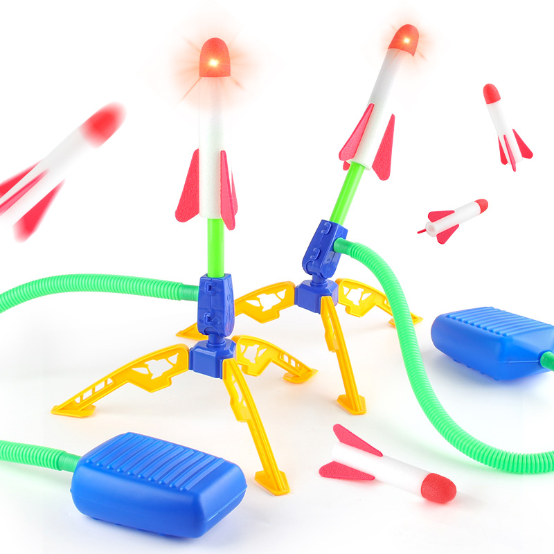 Picture of Children's Foot Step Indoor and Outdoor Ejection Toy Flying Rocket Single and Double Launcher Flash Rush Launcher
