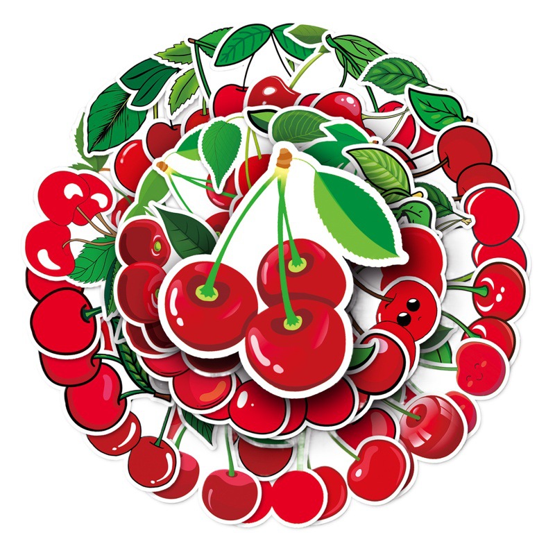 50 cherry graffiti personality cross-border cartoon fruit children goo card DIY mobile phone case luggage sticker waterproof