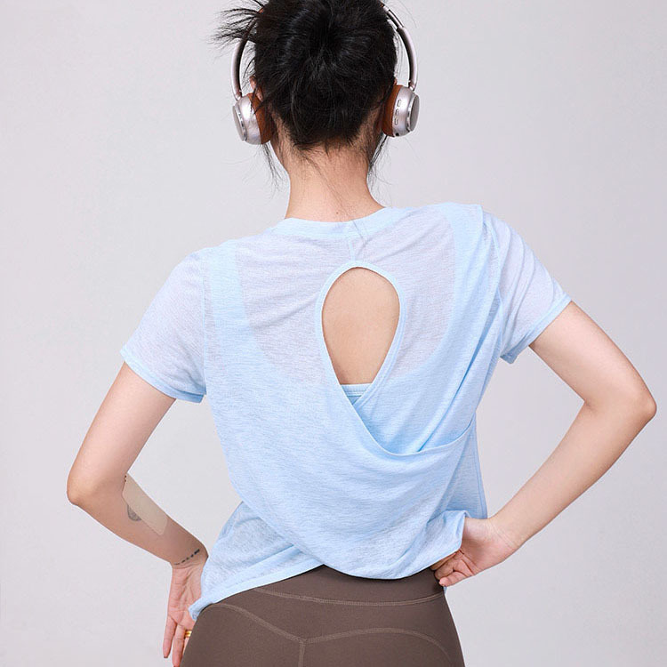 Summer New Arrival plus size Loose Breathable Yoga Top Women's Hollow-out Beautiful Back Sports Short-sleeved High-end T-shirt for Women