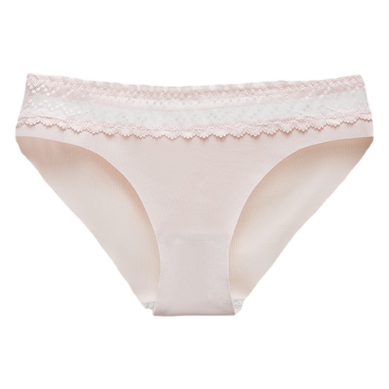 Simple Solid Color Ice Silk Thread Traceless Girl's Underwear Macaron Pure High Elastic Lace Student Comfortable Briefs