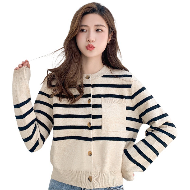 Autumn and Winter New Clothing Korean Knitted Sweater Cardigan Women's Loose Casual Korean Autumn Long-sleeved Sweater Coat Top