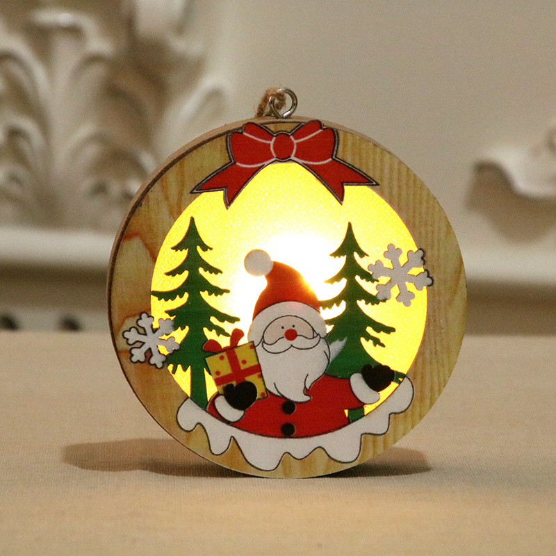 Picture of Christmas decorations wooden luminous pendant Christmas tree decoration pendant Christmas gift wooden pendant