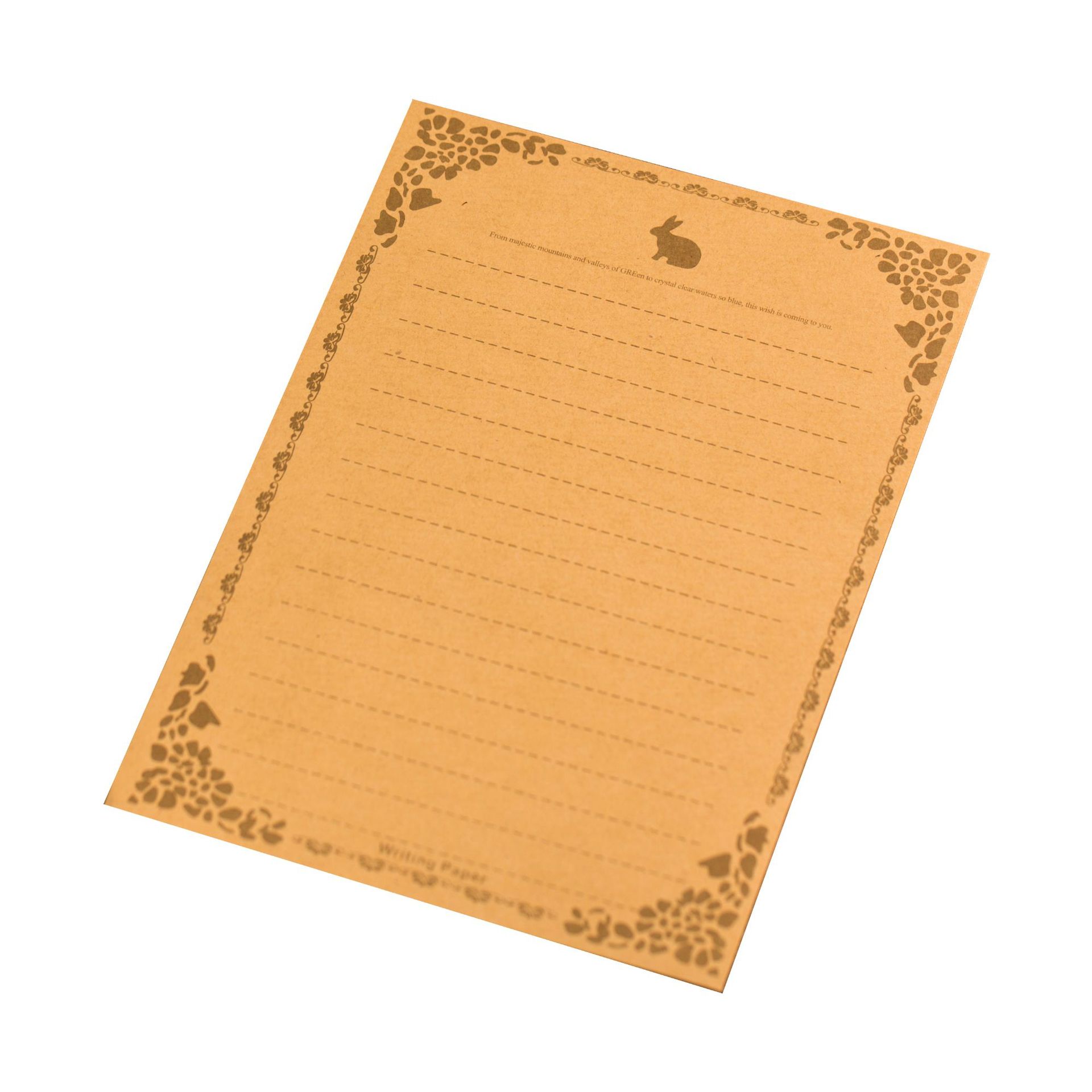 Picture of Letter Paper Envelope Set Retro Style Love Letter Stationery Valentine's Day Writing Love Letter Rabbit Pattern Kraft Paper Letterhead Wholesale