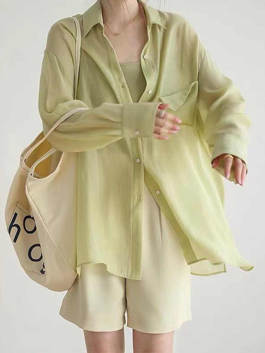 Picture of 2023 New Tencel Sunscreen Shirt Women's Summer Thin Long-sleeved Shirt Jacket Fashionable Design Niche Lazy Style