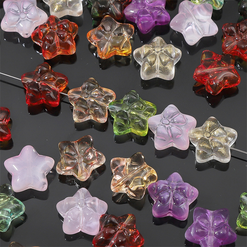 Picture of colored glass five-pointed star bow beads loose beads handmade diy three-dimensional jelly beaded bracelet jewelry accessories