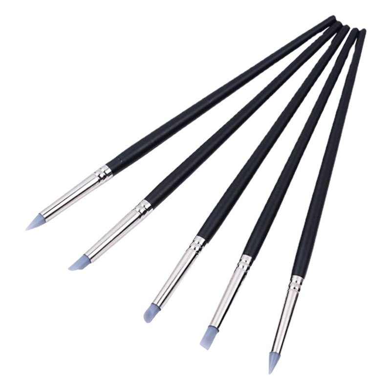 Pottery Clay Tool Silicone Pen 5-Piece Set Soft-Head Rubber Pottery Clay Fingerprint Removal Soft Pottery Tool Mark Modification Pen