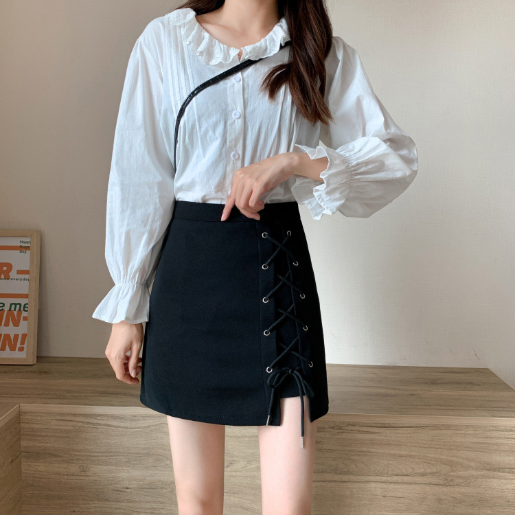Skirt women's high waist hip skirt new slimming trendy summer anti-exposure pantskirt versatile irregular skirt A