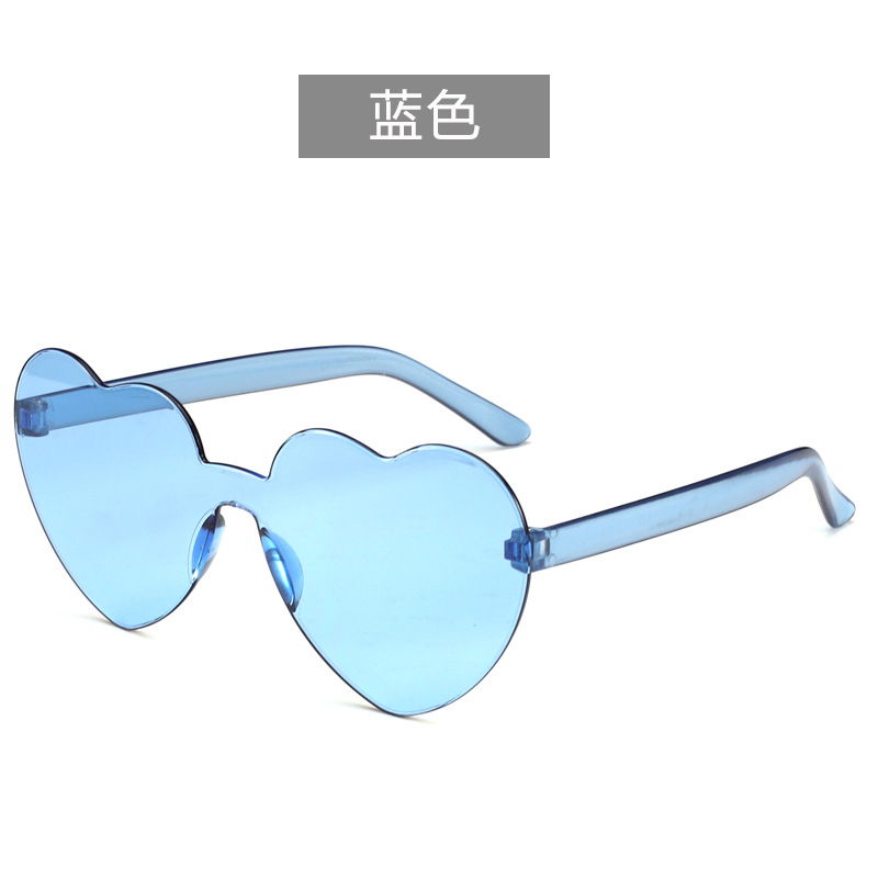 Picture of Heart Sunglasses, Heart Sunglasses, Jelly Color Rimless Heart-Shaped One-Piece Glasses, Dazzling Color Glasses