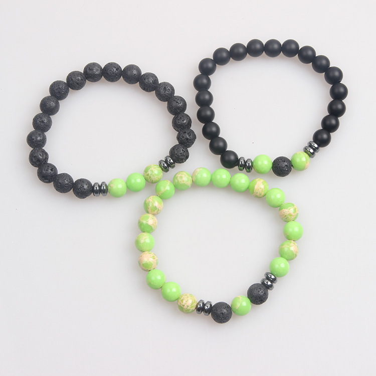Picture of Zhou Lianfa Wholesale Men's Beaded Bracelet Matte Lava Volcanic Stone Beaded Women Elastic Bracelet Fashion Jewelry
