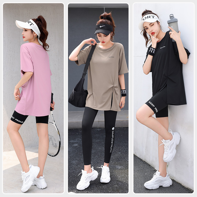 Yoga Clothing plus size 2024 New Summer Thin Short-sleeved Top Quick-drying Running Sports suit Women's plus size Yoga