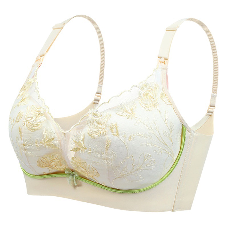 New Lactation Underwear Lace Embroidery Push-up No Steel Rings for Parammary Breasts Open Buckle on Breastfeeding Bra Adjustable Bra
