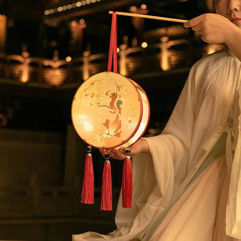 Picture of New Hanfu mid-autumn festival lantern diy handmade flowers and plants Lantern finished led Luminous lantern ancient style portable palace lantern