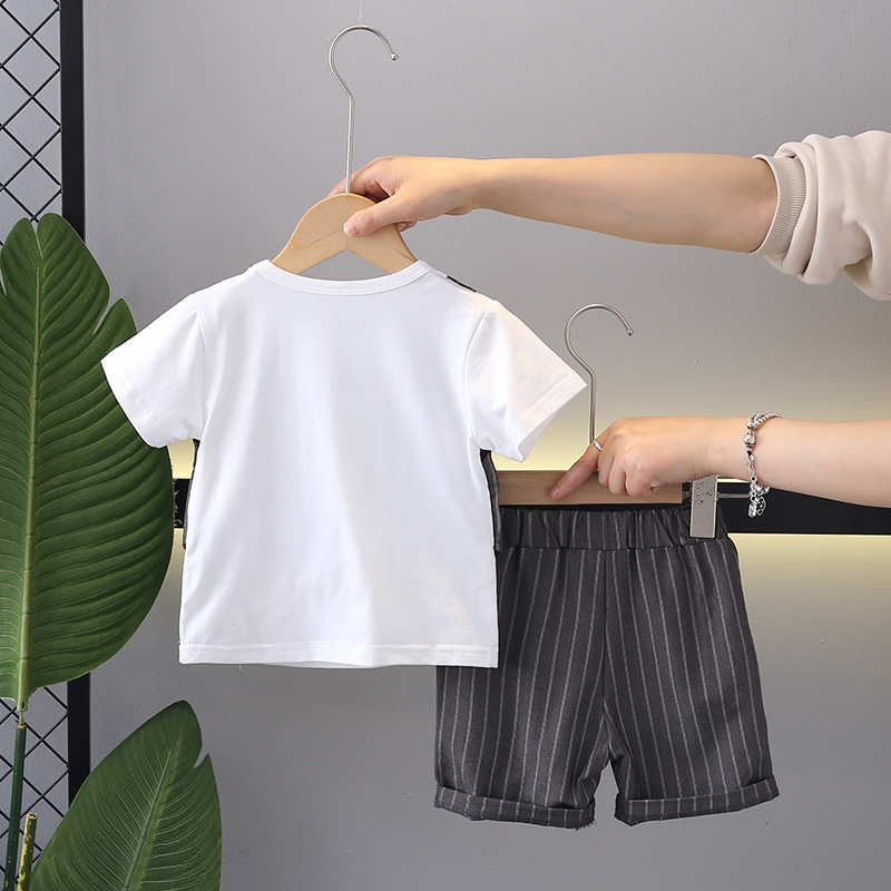 Picture of Wu Xiaoqi Children's Clothing 2024 Summer New Style 0-4 Boys' Bow Tie Four-Button Vest Baby Shorts Trendy and Cool Suit