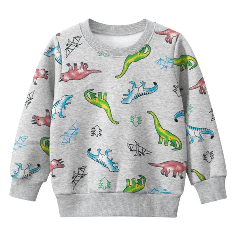 27kids cross-border children's clothing TikTok live supply children's sweater autumn and winter dinosaur fleece-lined baby clothes wholesale