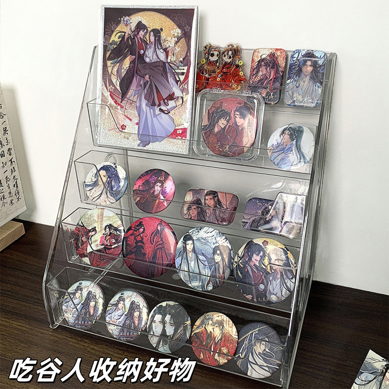 Acrylic Display Stand Transparent Desktop Millet Storage Box Ladder Shelf Peripheral Badge Pain Table Storage Rack