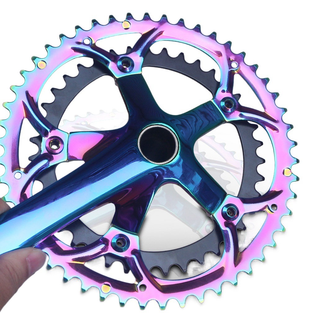 Bicycle 130BCD tooth plate road bike mountain bike hollow variable speed electroplating tooth plate 39T50T single double plate disc